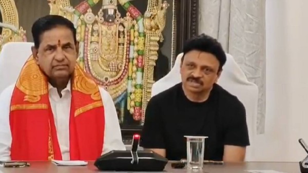 Rama Raju meets TTD chairman BR Naidu. 