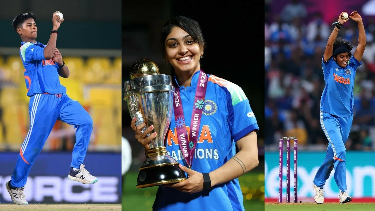 WPL Auction 2026: World Cup winner Kranti Goud (L), Harleen Deol (M) and Sree Charani (R) all land handsome deals.