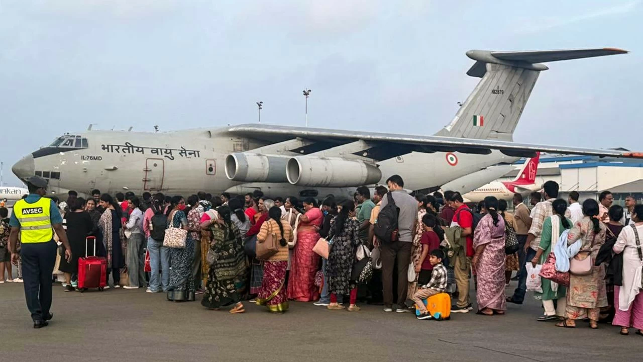 Indian nationals stranded in cyclone-hit Sri Lanka being evacuated by the Indian Air Force 