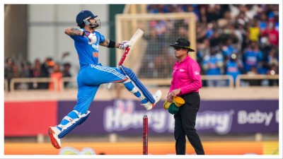 Virat Kohli celebrates his century in Ranchi on Sunday.
