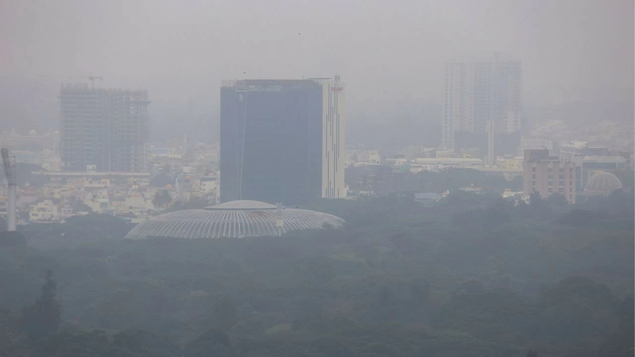  An aerial view of the city under cloudy skies, in Bengaluru 