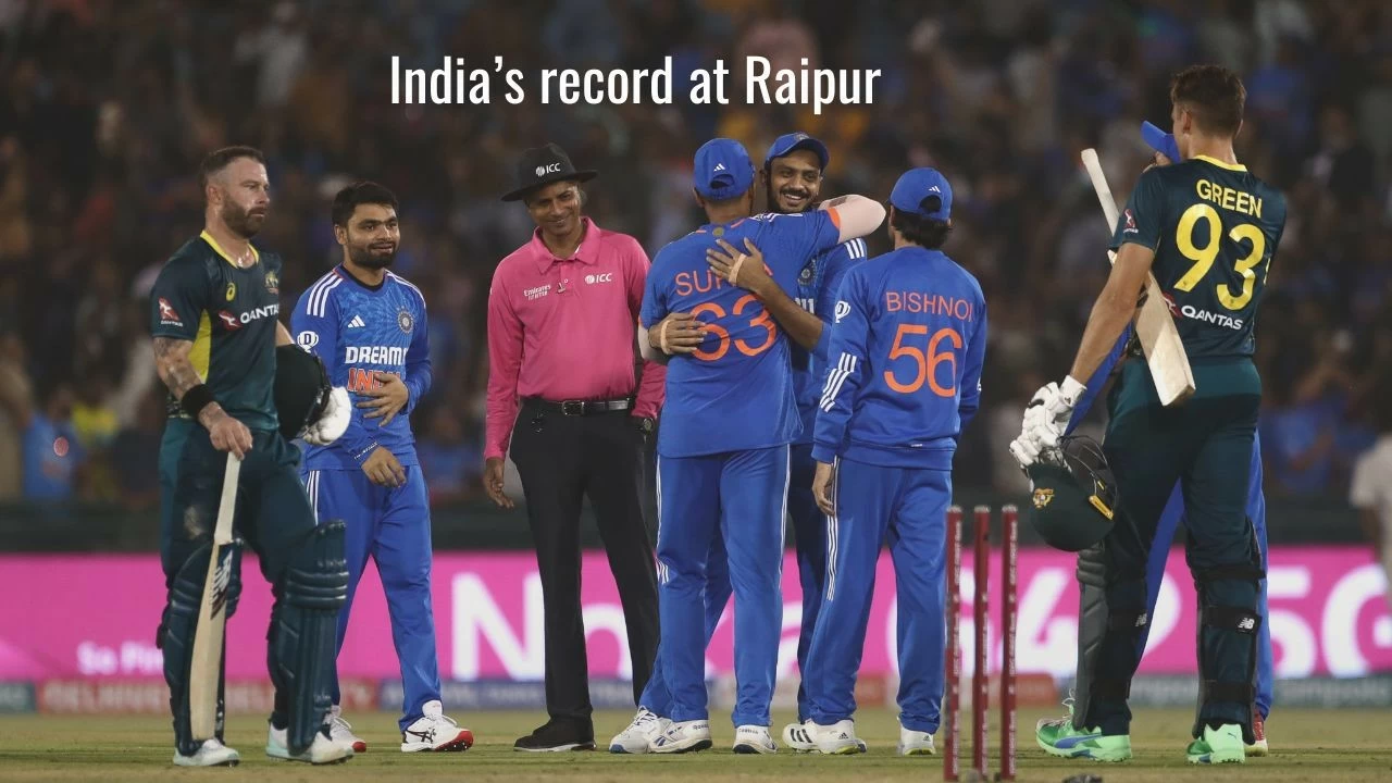 What is India&#039;s white-ball record in Raipur?