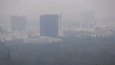  An aerial view of the city under cloudy skies, in Bengaluru 