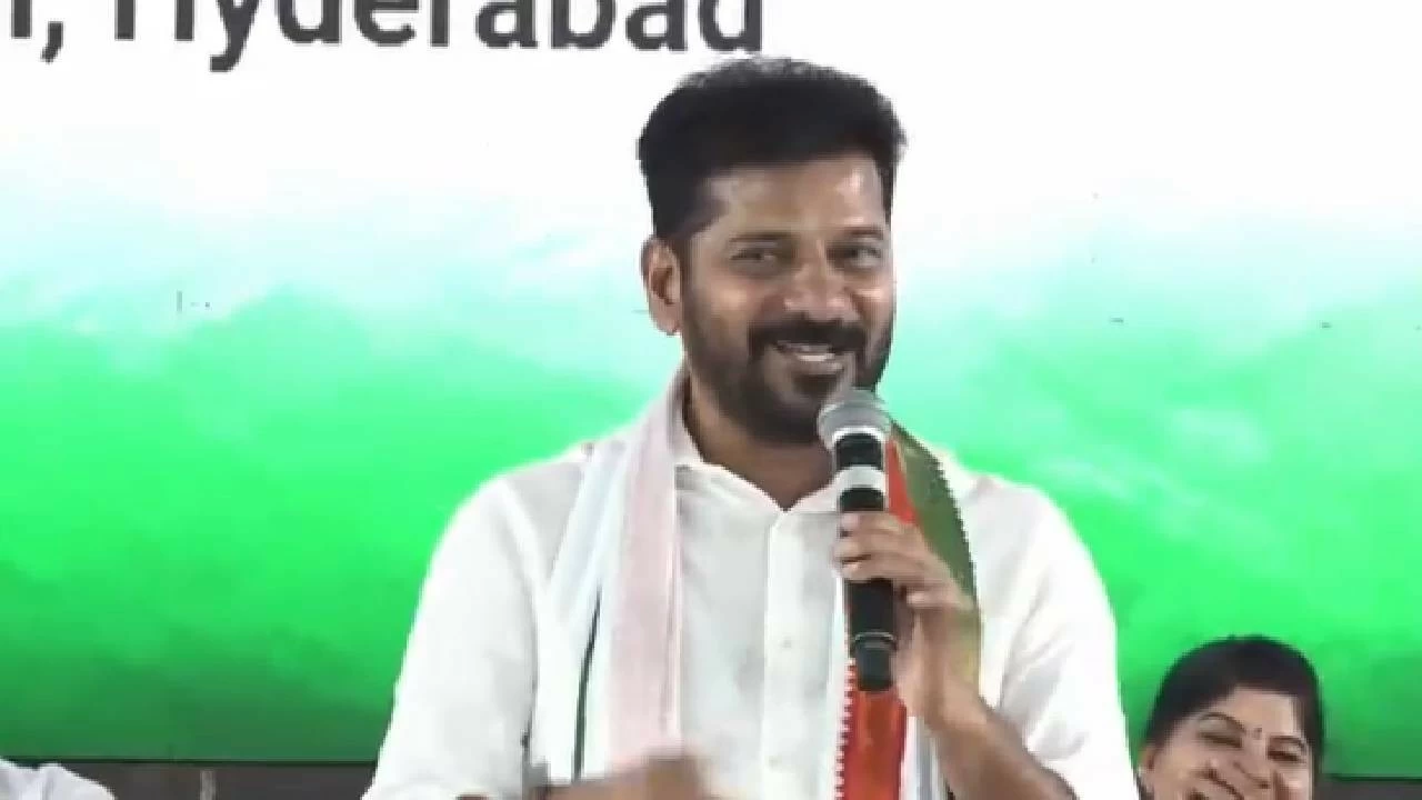 Revanth Reddy speaks at Congress executive meeting. 