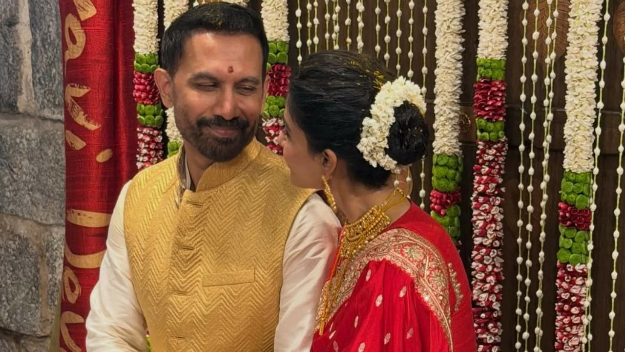 Samantha Ruth Prabhu and Raj Nidimoru look lovingly at each other at their traditional wedding.