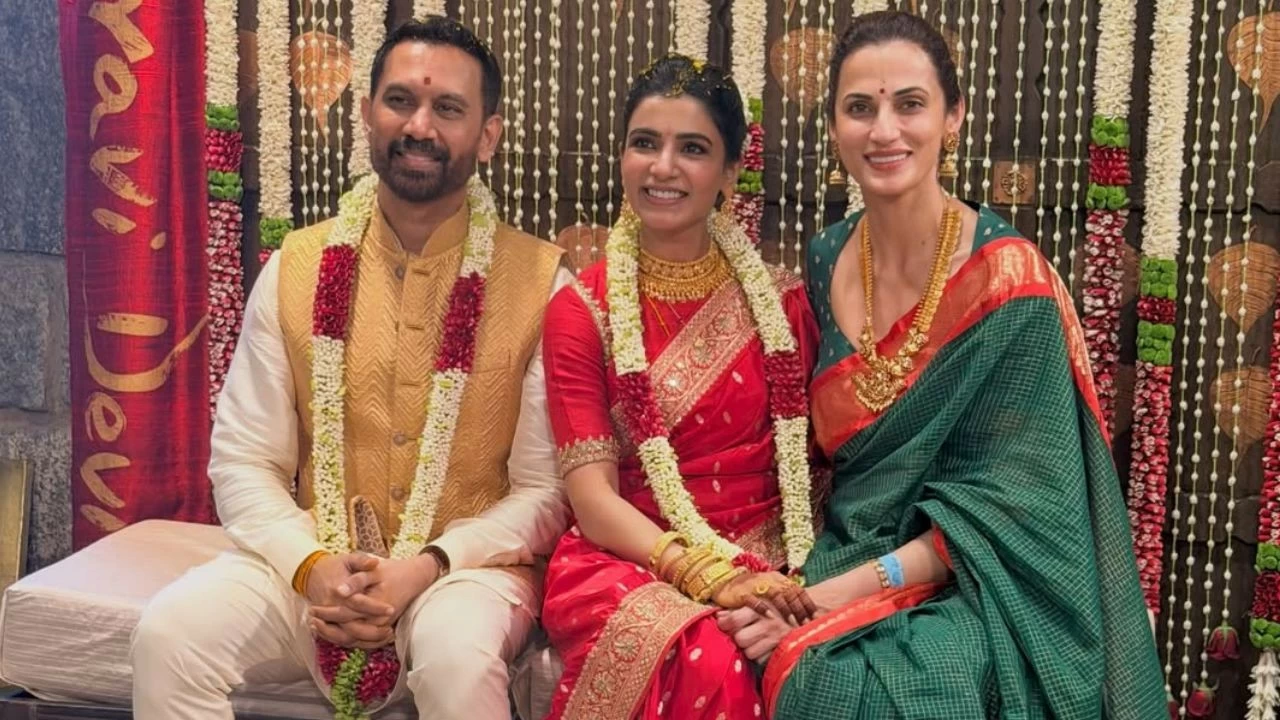 Shilpa Reddy, a close friend of Samantha, poses with the newlyweds.
