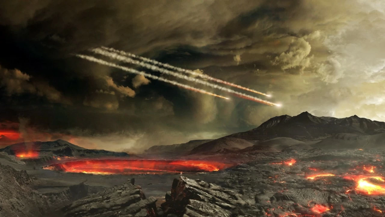 Illustration of the late heavy bombardment. 