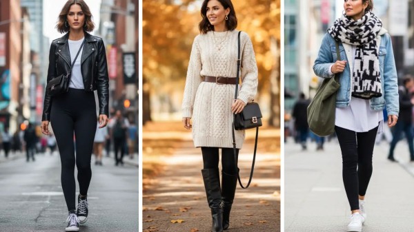 Chic ways to wear black leggings in winter