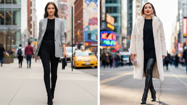 Chic ways to wear black leggings in winter