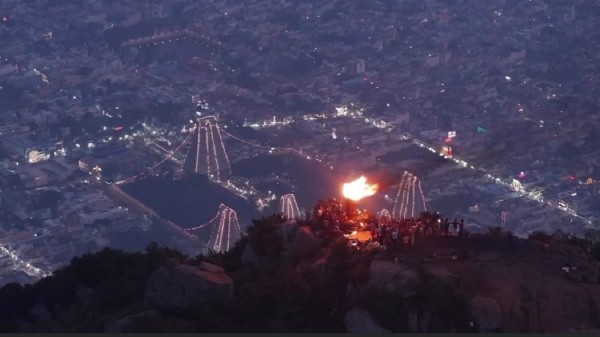 Tiruvannamalai Maha Deepam is lit in a massive, 5.25-foot-high cauldron weighing 300 kilograms.