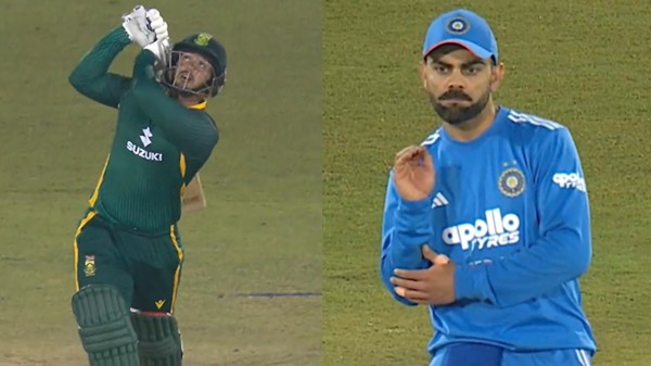 Virat Kohli's unique celebration after Quinton de Kock's wicket went viral.