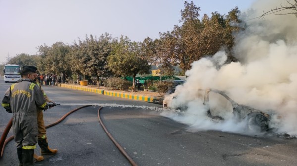 A fire engine reached the spot and firefighters managed to bring the blaze under control