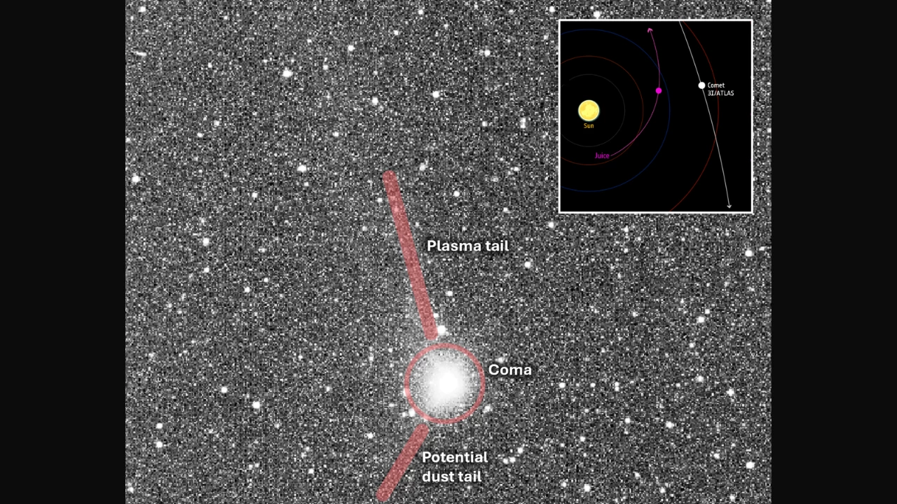 Full scientific data from Juice’s five instruments will arrive in February 2026 due to slow transmission rates.