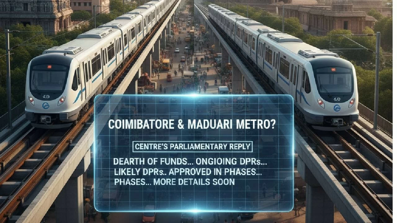 Detailed Project Reports (DPRs) for the proposed metro rail projects in Coimbatore and Madurai have been returned to the Tamil Nadu government for revision, and no approval has been granted yet.