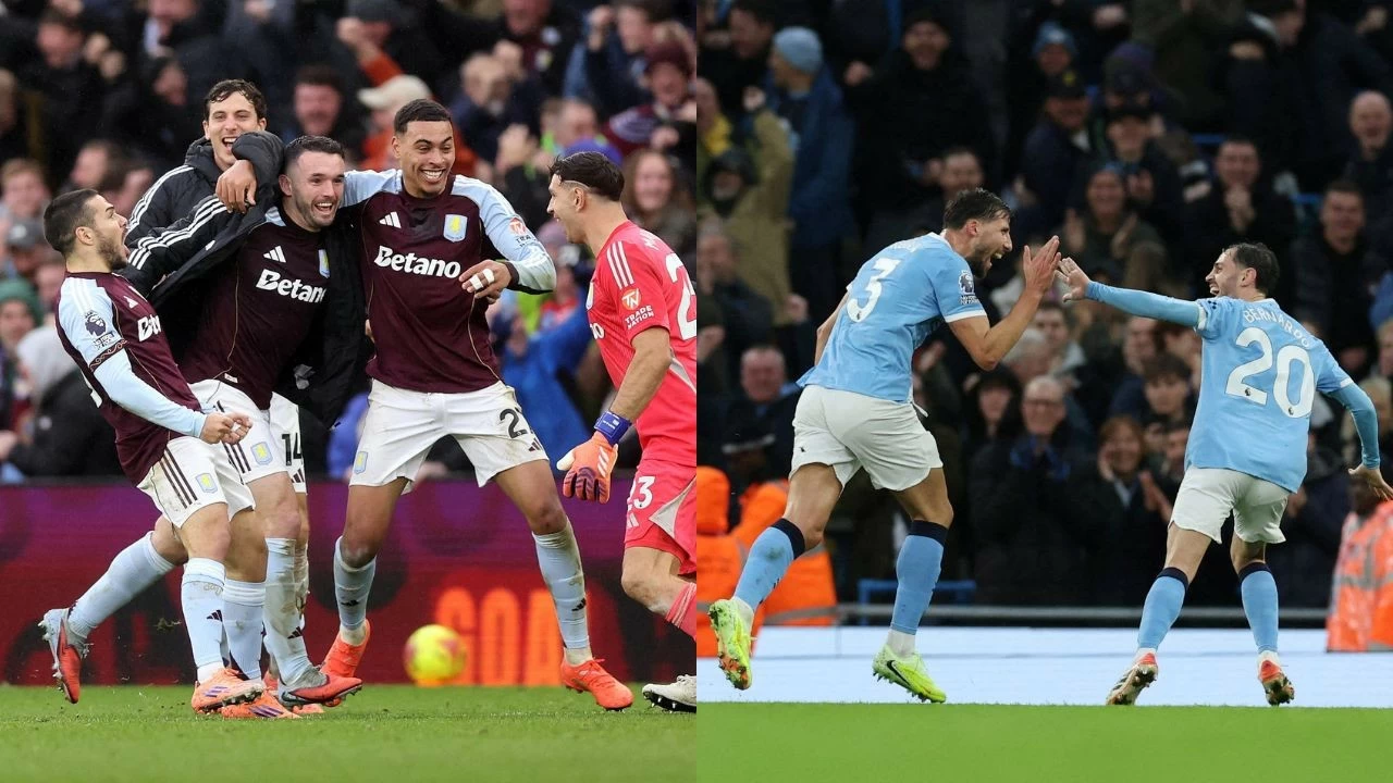 Aston Villa beat Arsenal 2-1, Manchester City thrash Sunderland 3-0 in the Premier League.