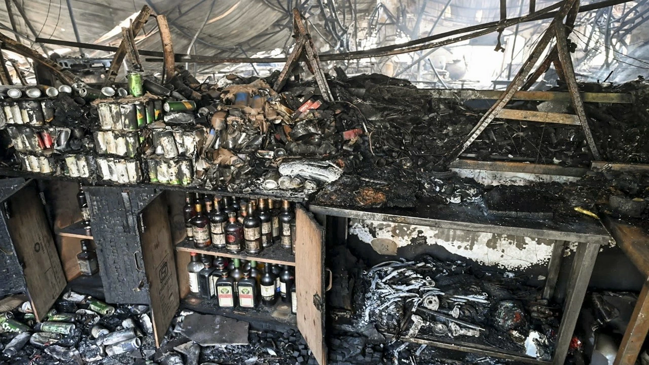  Charred remains of the nightclub after a fire broke out claimed 25 lives.