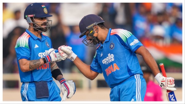 Virat Kohli, left, with Rohit Sharma during the first ODI between India and South Africa in Ranchi on Nov. 30.
