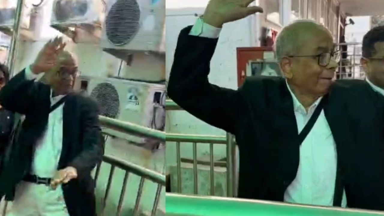 A viral video circulating on social media shows a man attempting to hit Kishore with a slipper