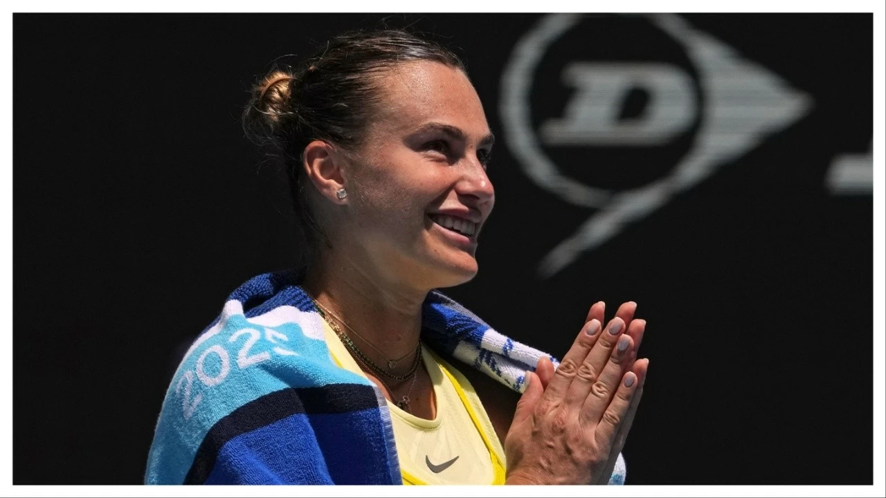 Aryna Sabalenka at the Australian Open in Melbourne on Jan. 19, 2025.
