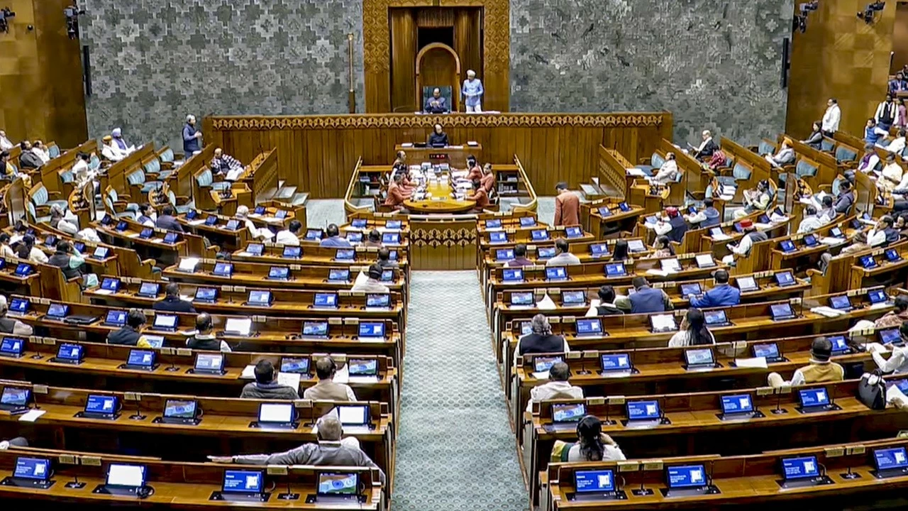 This Winter Session, amid intense exchanges and discussions, MPs from across party lines made quips and retorts. These evoked laughter and light-hearted moments.. (Sansad TV via PTI Photo)