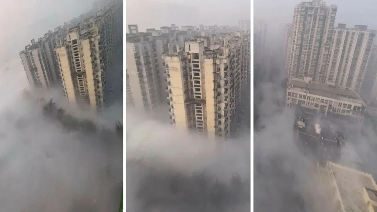 Those who saw the video on social media say the scene resembles the mountains of Himachal or Uttarakhand.