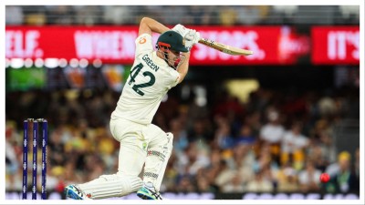 Australia&#039;s Cameron Green in action in the second Ashes Test.