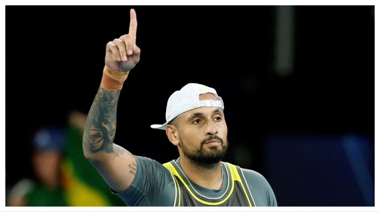 Nick Kyrgios gestures during his Australian Open first round match against Jacob Fearnley in Melbourne on January 13.
