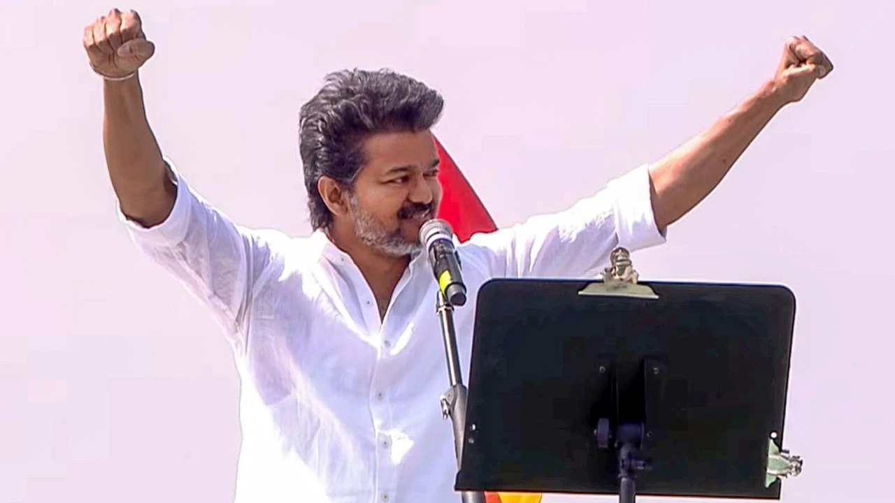 Actor politician Vijay addressed a rally in Tamil Nadu's Erode district on Thursday 