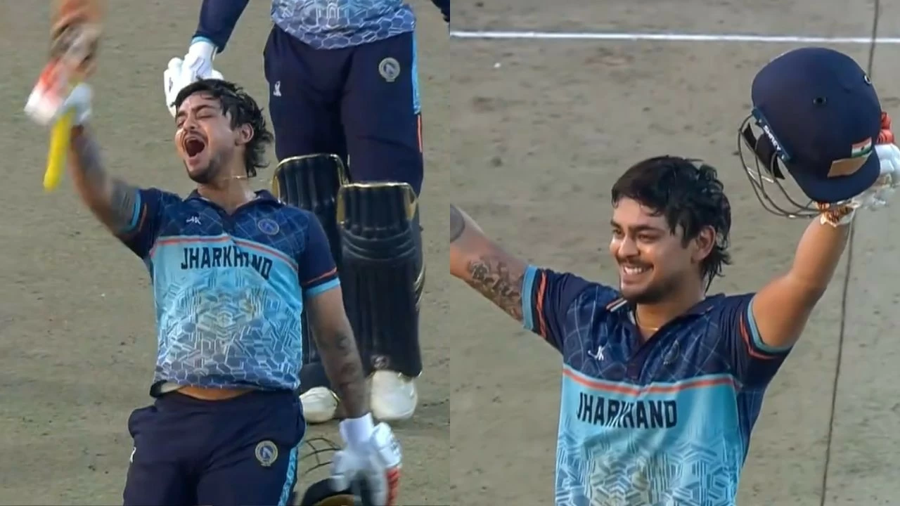 Jharkhand skipper Ishan Kishan smashes hundred in SMAT final against Haryana.