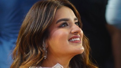 Nidhhi Agerwal at a song launch event in Hyderabad. 