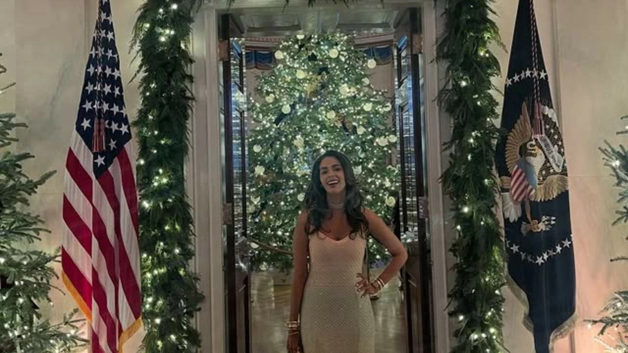 Mallika Sherawat shared photos from the White House Christmas dinner hosted by President Donald Trump. 