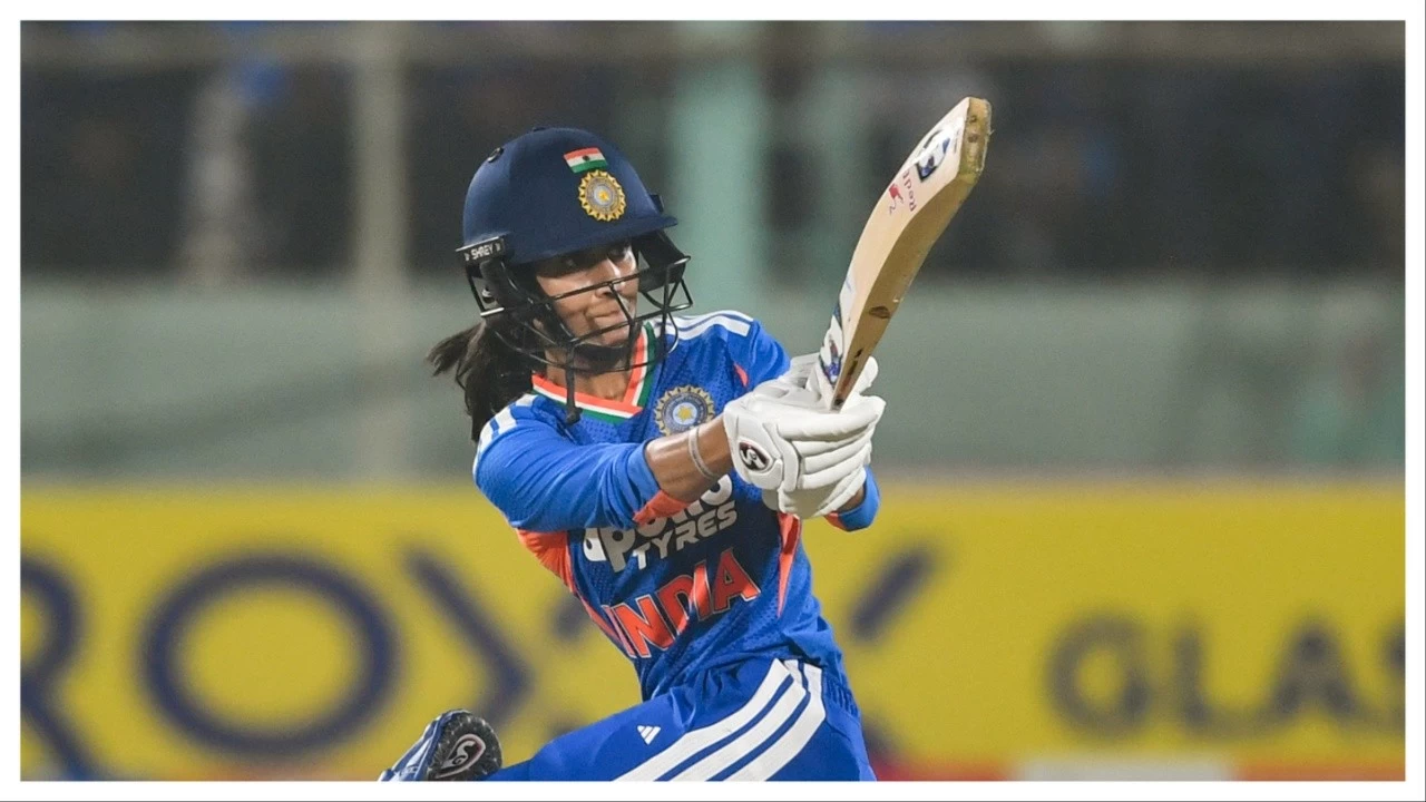 Jemimah Rodrigues plays a shot in Visakhapatnam on Sunday.