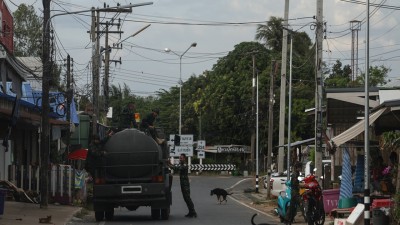 A Thai military vehicle is seen near the Thailand-Cambodia border amid ongoing clashes between Thailand and Cambodia in Surin province, Thailand on December 21, 2025.