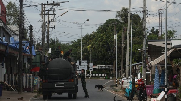 A Thai military vehicle is seen near the Thailand-Cambodia border amid ongoing clashes between Thailand and Cambodia in Surin province, Thailand on December 21, 2025.