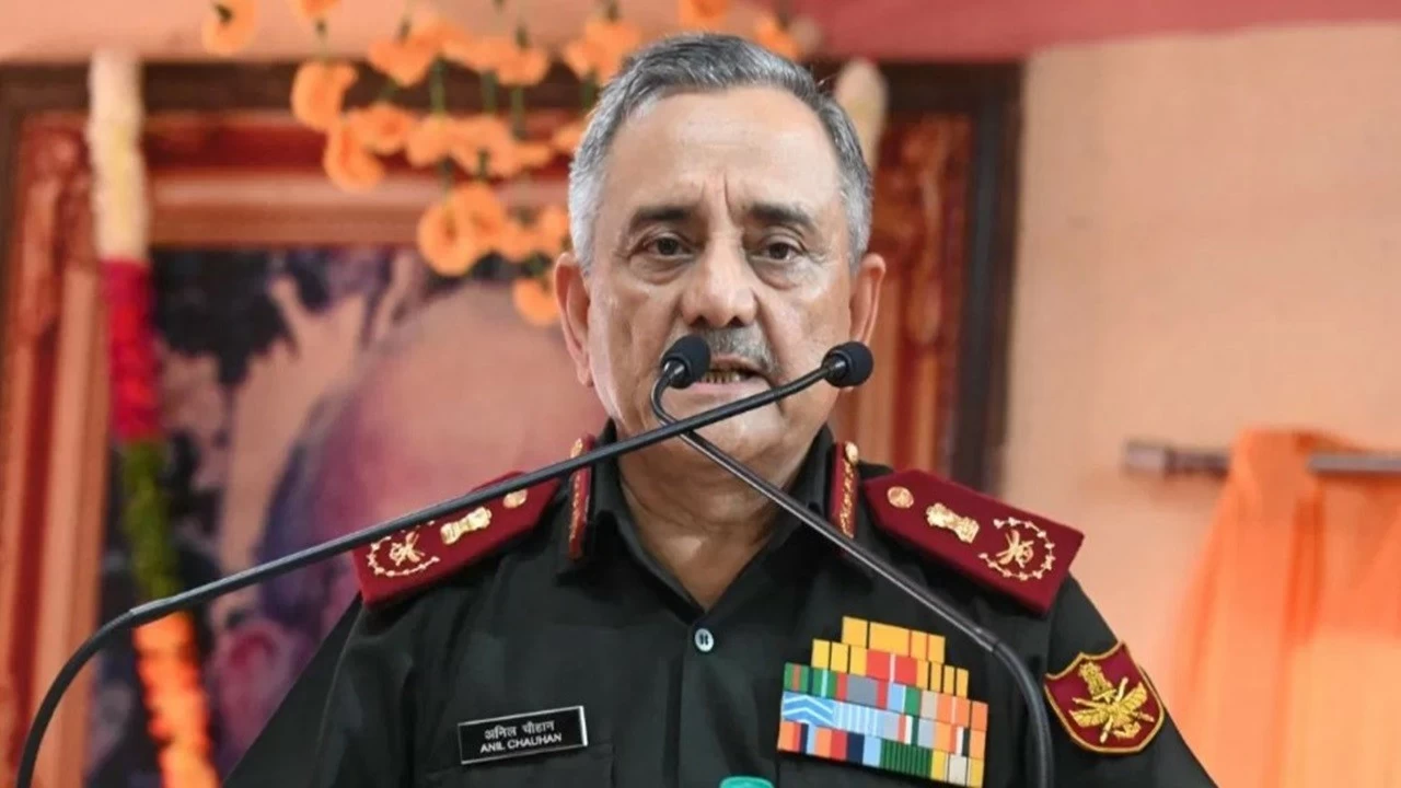 CDS Anil Chauhan speaks at IIT, Bombay on Tuesday.