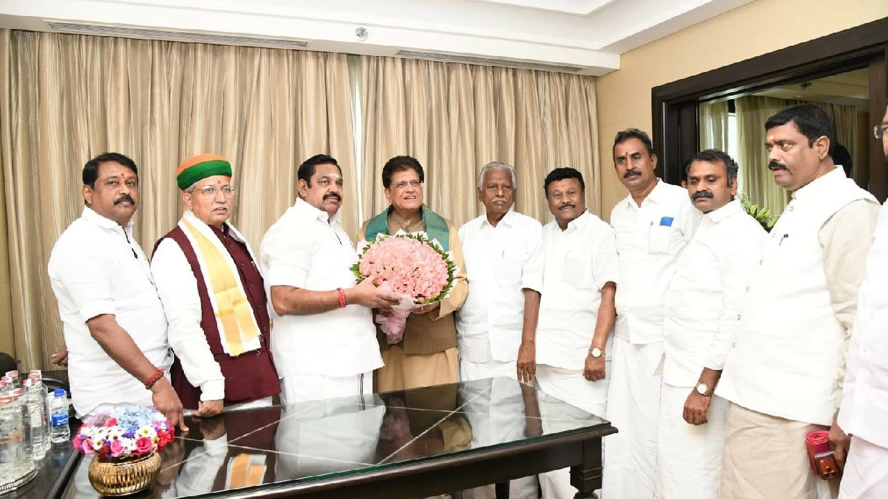 AIADMK general secretary Edappadi K Palaniswami and Union Minister Piyush Goyal are now holding discussions about 2026 Assembly elections; BJP State president Nainar Nagenthran, Union Ministers Arjun Ram Meghwal, and L Murugan and senior leaders of AIADMK are present.