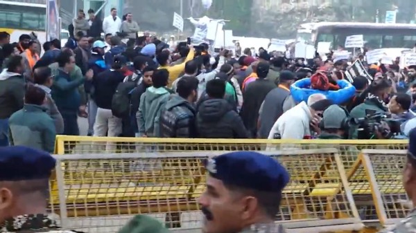 The security has been beefed up outside the Bangladesh High Commission following the protests. (Screengrab: PTI)
