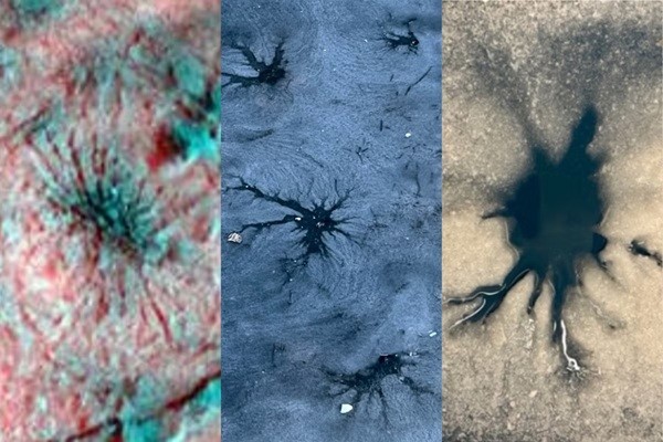 The feature on Europa being studied. 