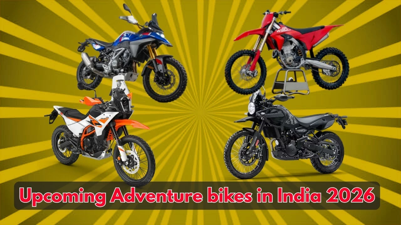 Upcoming adventure and off-road motorcycles expected to launch in India, including the KTM 390 Adventure R, Royal Enfield Himalayan 750, BMW F 450 GS and Ducati Desmo450 MX.