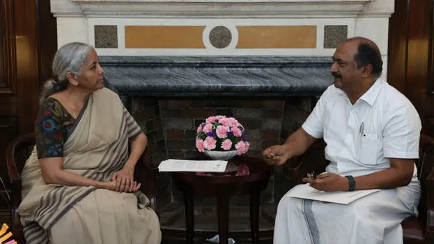 Kerala FM B Balagopal meets Union finance minister Nirmala Sitharaman in New Delhi