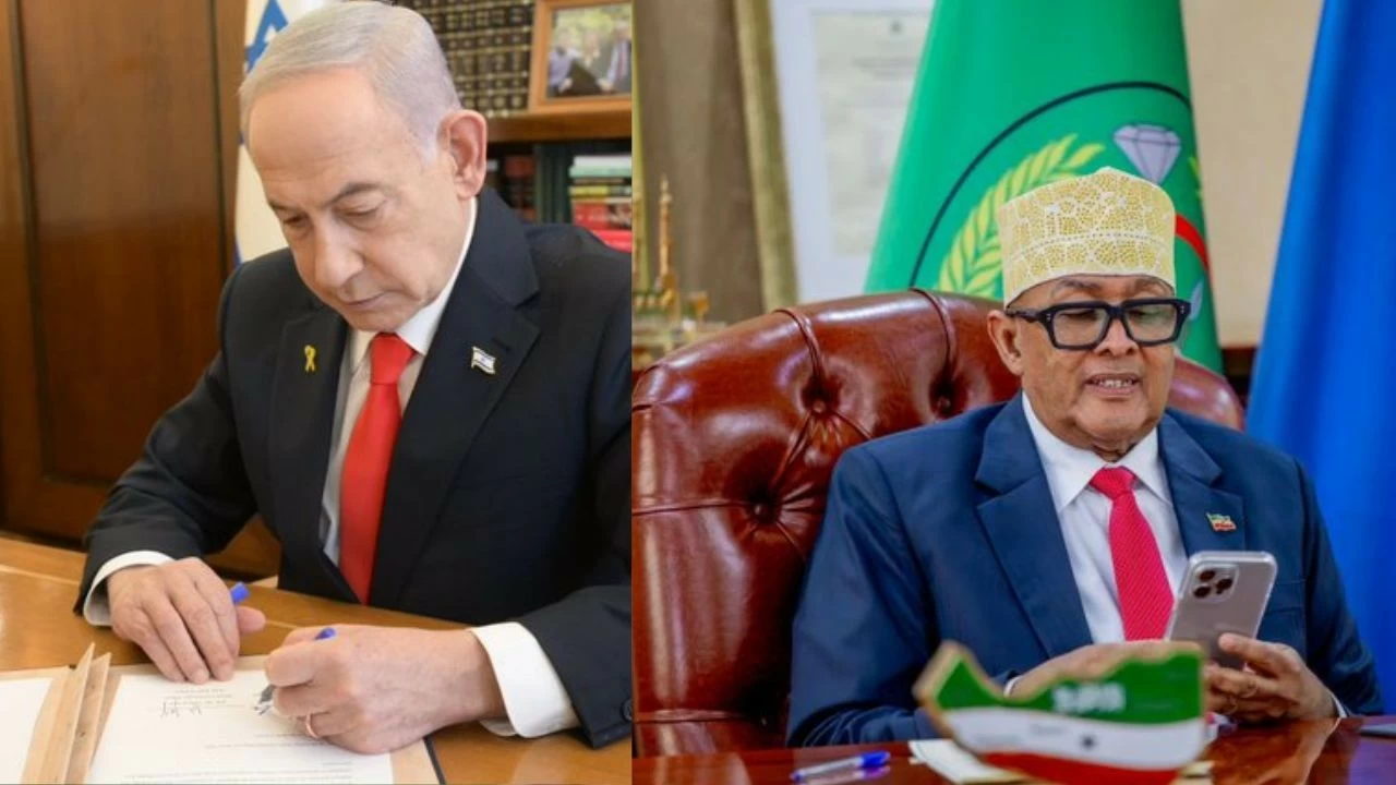 From left: Benjamin Netanyahu and Somaliland President Abdirahman Mohamed Abdullahi
