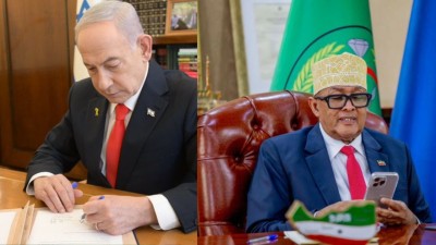 From left: Benjamin Netanyahu and Somaliland President Abdirahman Mohamed Abdullahi