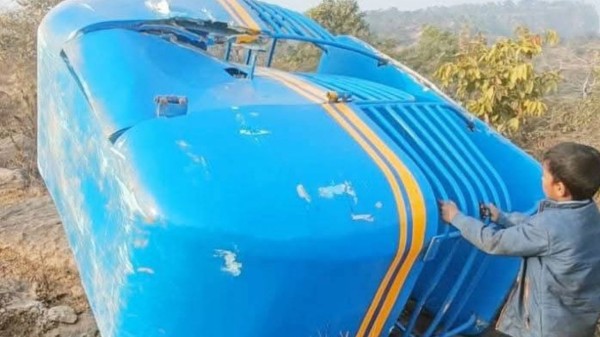 One of the damaged trolleys of the ropeway which collapsed in Rohtas, Bihar 