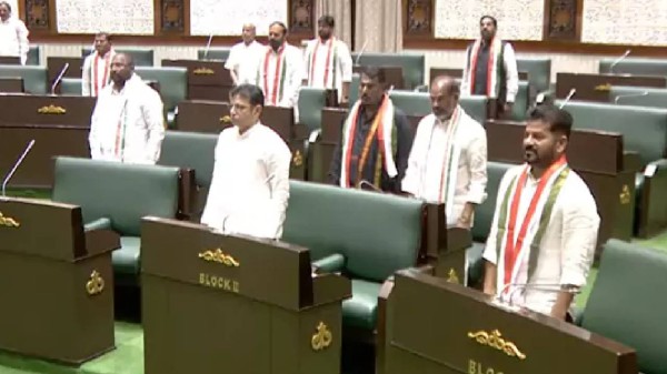 CM Revanth Reddy, ministers on the first day of winter session of Telangana Assembly 