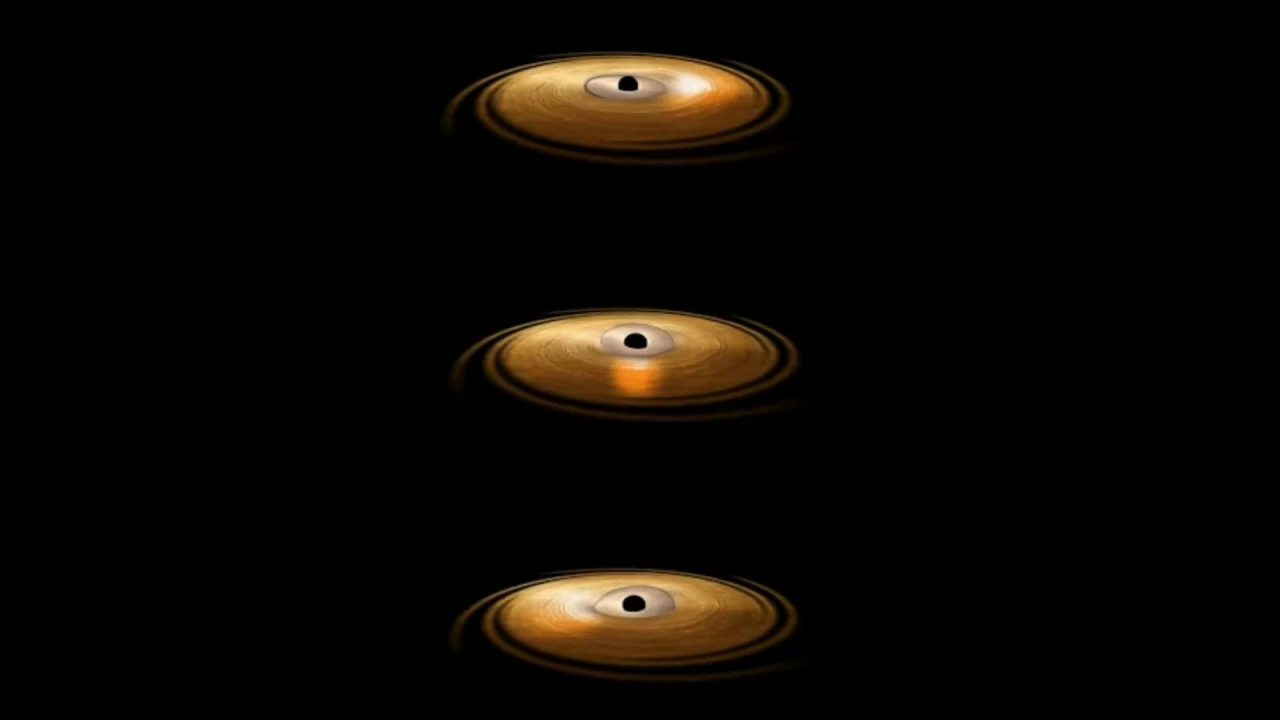 Illustration of a wobbling black hole. 