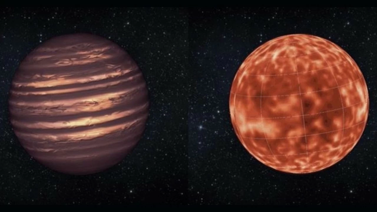 The traditional view of a Brown Dwarf on the left, and one based on new modelling on the right. 