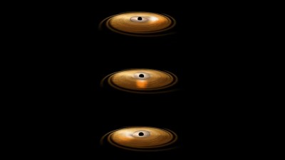 Illustration of a wobbling black hole. 