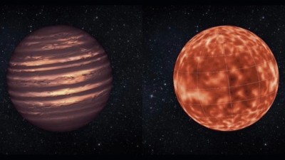 The traditional view of a Brown Dwarf on the left, and one based on new modelling on the right. 