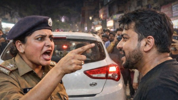  Viral video shows the woman officer getting out of her vehicle and abusing the occupants of a nearby car.