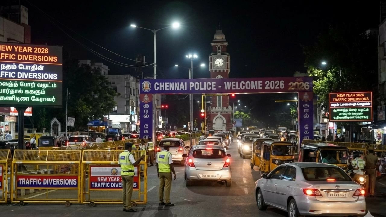 New year party in Chennai | Key roads will be completely closed to vehicle traffic to accommodate pedestrian movement and celebrations. 